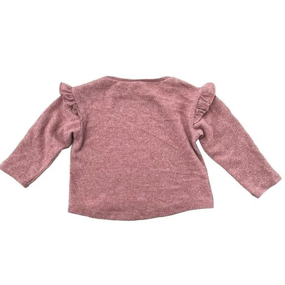 Zara Kids Girls Knit Ruffle Long Sleeve Pullover Top Size 9-12 Months Mauve Pink - Picture 2 of 6